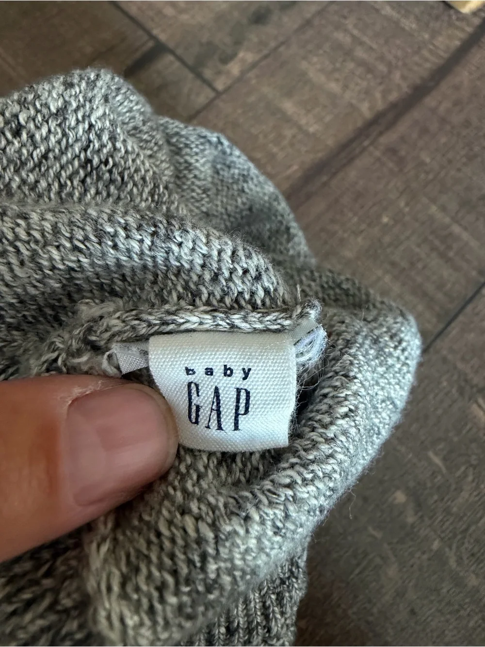 Baby GAP Cozy Marl Knit Beanie with Pom in Light Gray and Cream